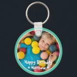 Llavero Happy Birthday Modern Simple Star Photo<br><div class="desc">Este diseño sencillo y moderno se compone de una tipografía de suero y añade una foto personalizado.</div>