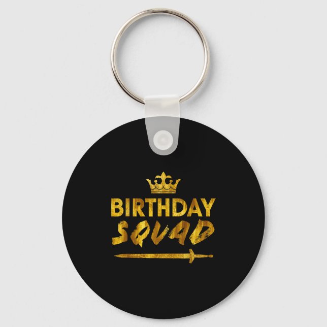 Llavero Happy Birthday Squad King Crown Sword Party Golden (Anverso)