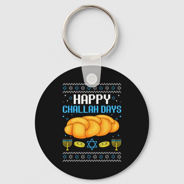 Llavero Happy Challah Days Ugly Christmas Hanukkah  (Anverso)