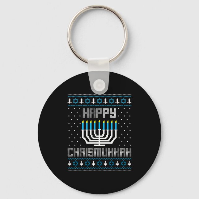 Llavero Happy Chrismukkah Menorah Ugly Sweater Christmas H (Anverso)