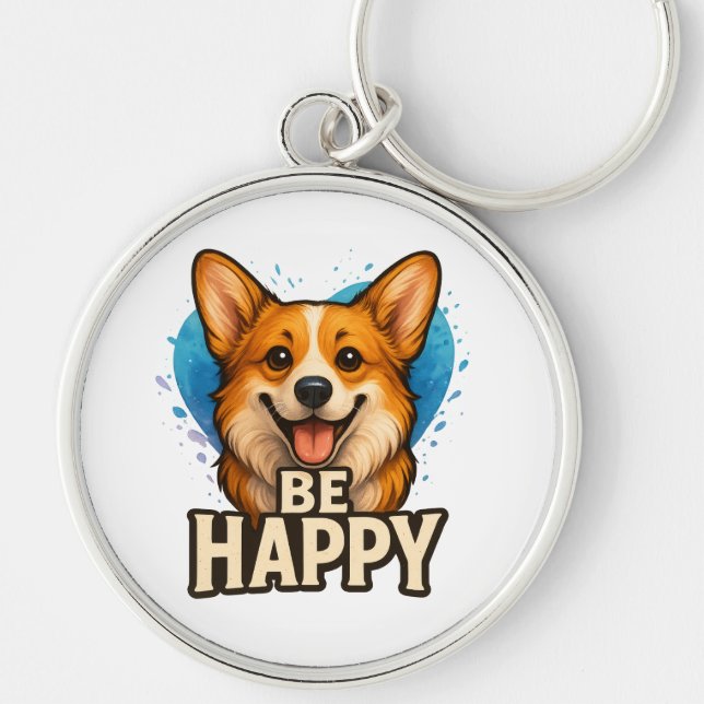 Llavero  Happy Corgi Cute Dog Lover Design for Positive (Frente)
