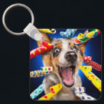 Llavero Happy Dog Party Blowers<br><div class="desc">It's party time! | Avanti,  the Global Humor Brand™ has been entertaining the world with its Feel Good Funny greeting cards for over 40 years. Our characters live life to the fullest and celebrate the humor in everyday life.</div>