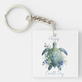 Llavero Happy Earth Day Turtle Design