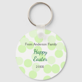 Llavero Happy Easter gray green polka dots family name