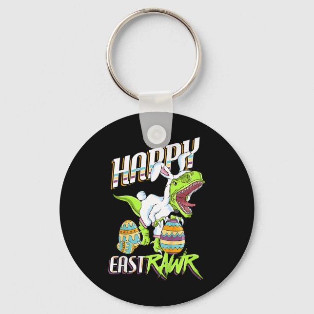 Llavero Happy Eastrawr Cute Trex Dinosaur Easter Bunny Egg (Anverso)