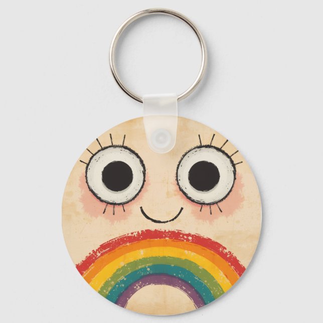 LLAVERO HAPPY FACE RAINBOW (Anverso)