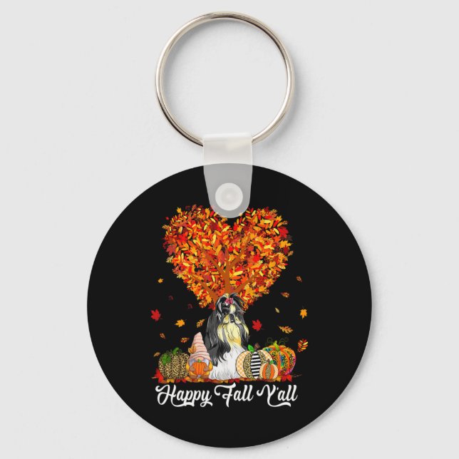 Llavero Happy Fall Y'all Funny Shih Tzu Autumn Pumpkins (Anverso)