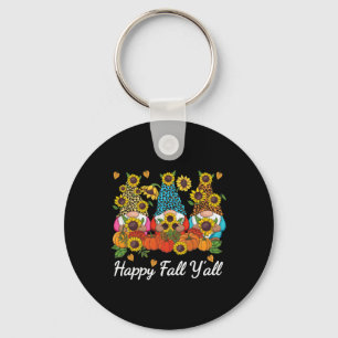 Llavero Happy Fall Y'all Gnome Leopard Pumpkin Otoño