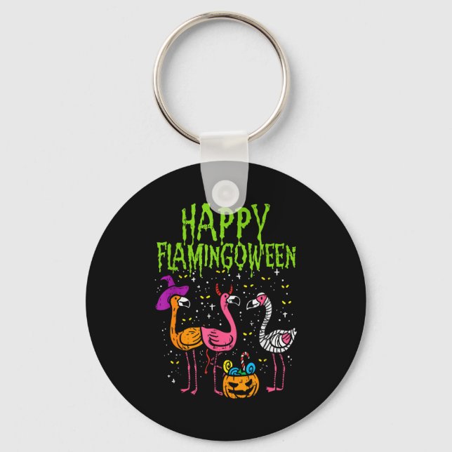 Llavero Happy Flamingoween Y Flamingos Funny Halloween Cos (Anverso)