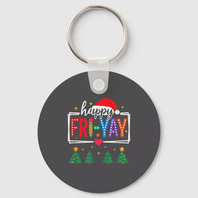 Llavero Happy Fri-yay Christmas Teacher Festive Holiday Sc (Anverso)