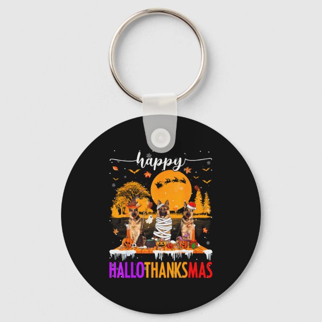 Llavero Happy Hallothanksmas Halloween Xmas German Shepher (Anverso)