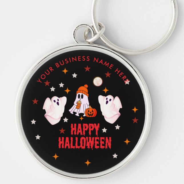 Llavero Happy Halloween Ghost Cute & Customizable (Frente)