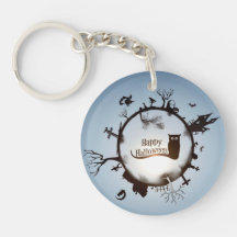 Happy Halloween Spooky Owl Keychain