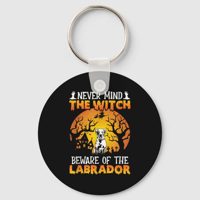 Llavero Happy Halloween Vibes Decor Beware Of The Labrador (Anverso)
