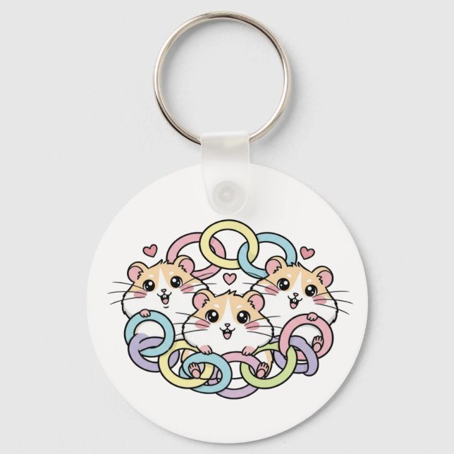 Llavero Happy Hamsters in Pastel Rings (Anverso)
