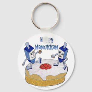 Llavero Happy Hanukkah Dancing Dreidels Jelly Doughnut