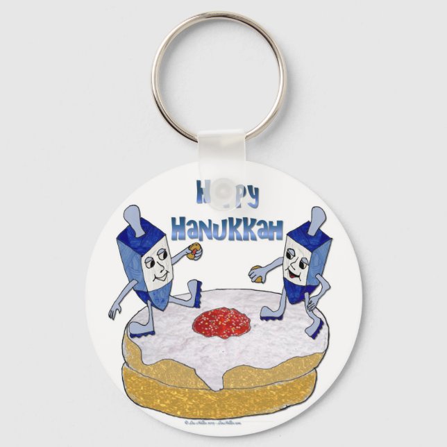 Llavero Happy Hanukkah Dancing Dreidels Jelly Doughnut (Anverso)
