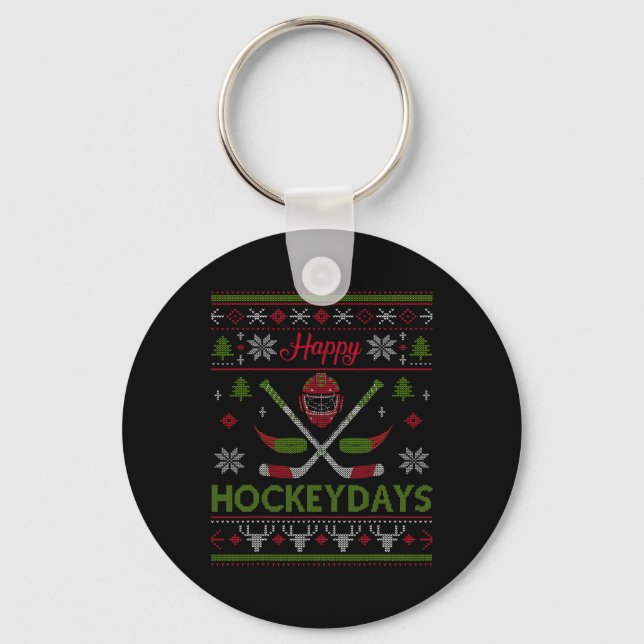 Llavero Happy Hockeydays Cool Hockey Christmas Wearing Out (Anverso)
