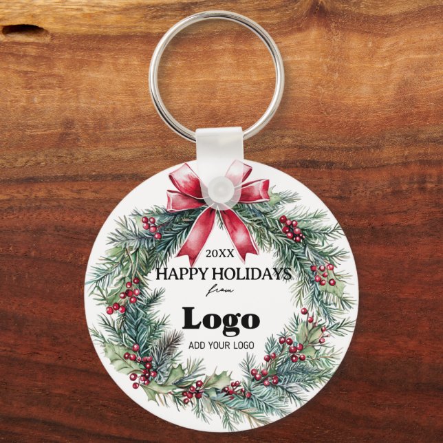 Llavero Happy Holidays Business Logo Gift for Clients (Anverso)