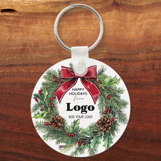 Llavero Happy Holidays Business Logo Keychains For Clients (Anverso)
