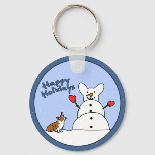 Llavero Happy Holidays Corgi Keychain