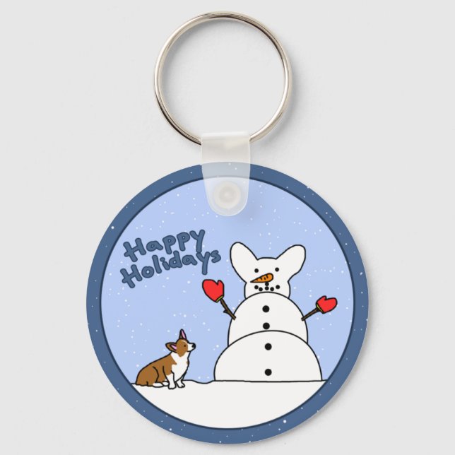 Llavero Happy Holidays Corgi Keychain (Anverso)