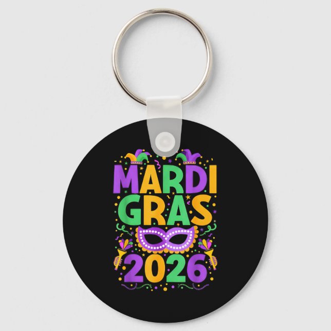 Llavero Happy Mardi Gras 2026 Costume New Orleans Matching (Anverso)