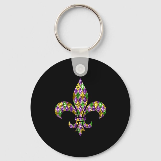 Llavero Happy Mardi Gras Carnival New Orleans Fleur De Lis (Anverso)