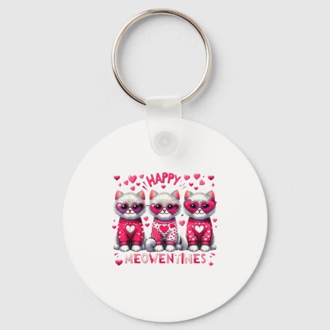 Llavero Happy Meowentines Cute Valentine Cats Love Cat Mem (Anverso)