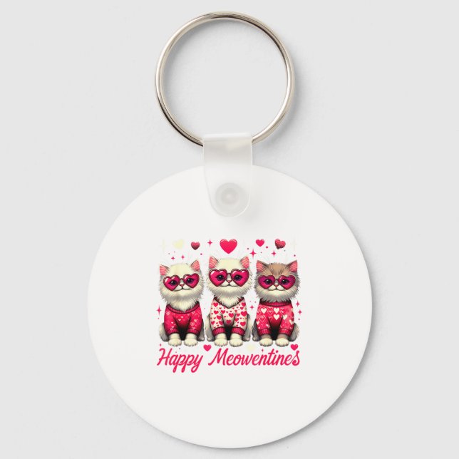 Llavero Happy Meowentines Cute Valentine Cats Love Funny C (Anverso)