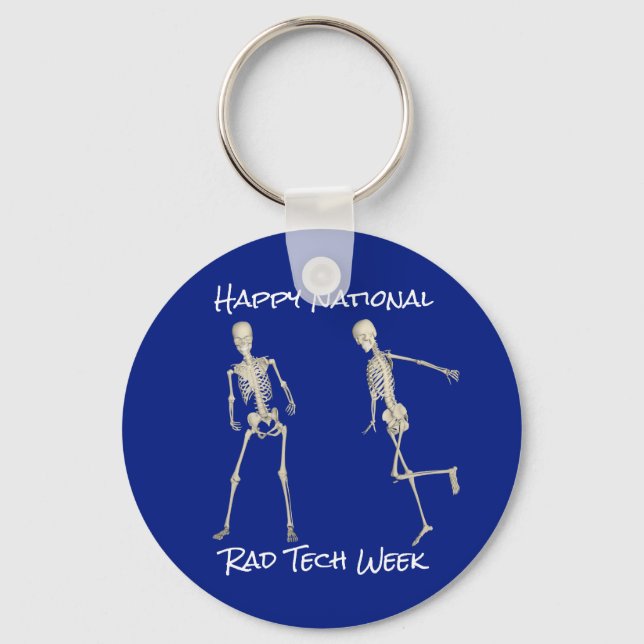 Llavero "Happy National Rad Tech Week" con esqueletos (Anverso)
