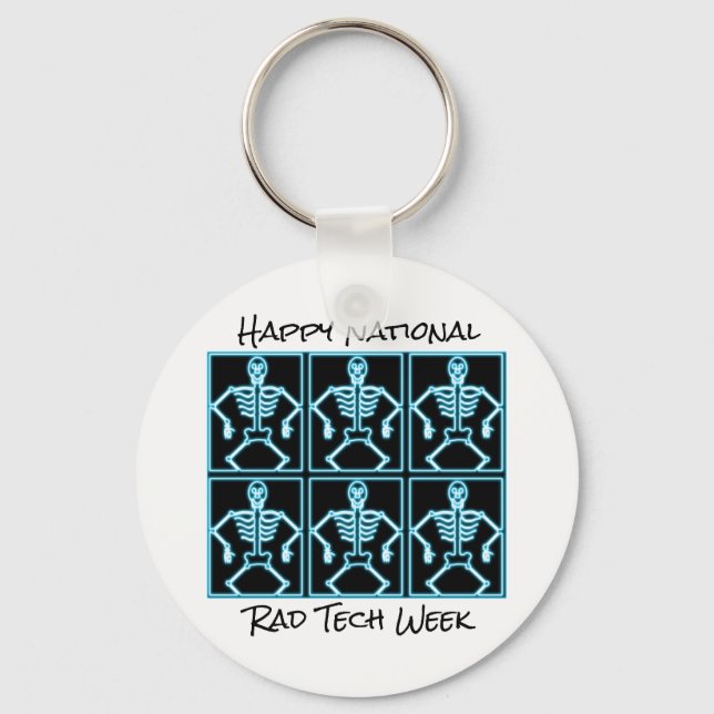 Llavero "Happy National Rad Tech Week" con esqueletos (Anverso)