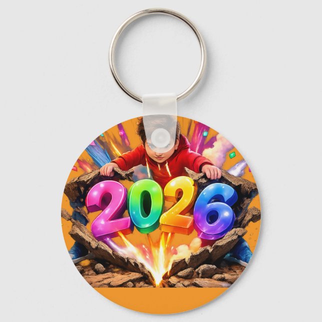 Llavero Happy New Year 2026 Colorful 3D Keychain (Anverso)