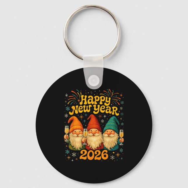Llavero Happy New Year 2026 Cute Gnome Party Gift  (Anverso)