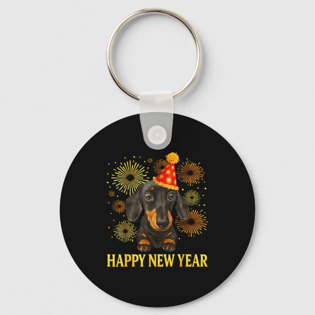 Llavero Happy New Year 2026 Dachshund Fireworks New Years  (Anverso)