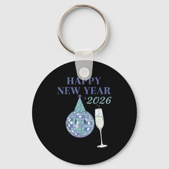 Llavero Happy New Year 2026 Disco Ball Celebration  (Anverso)