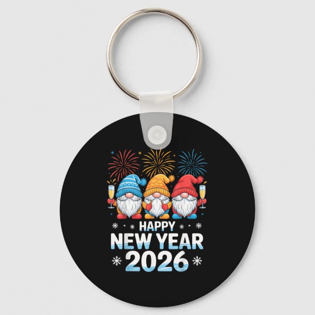 Llavero Happy New Year 2026 Gnome Cute Holiday Celebration (Anverso)