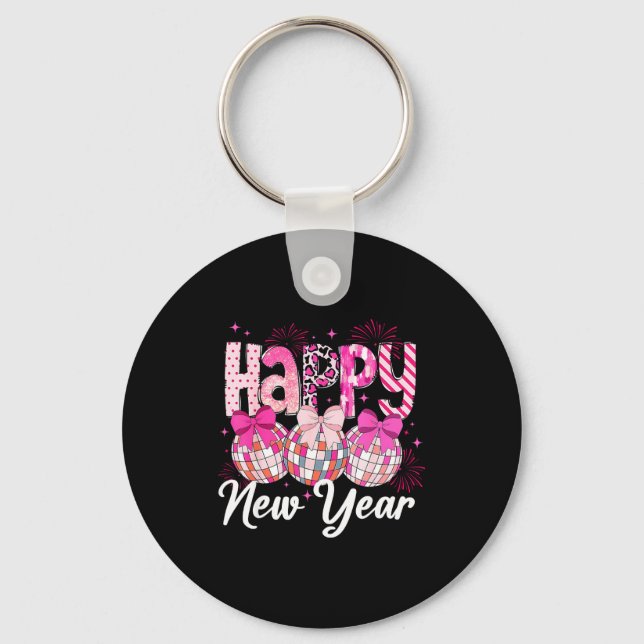 Llavero Happy New Year 2026 Nk Coquette Bow Disco Ball Fir (Anverso)
