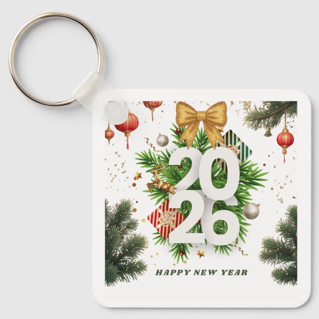 Llavero Happy New Year – Festive Christmas Toys, Ornaments (Anverso)