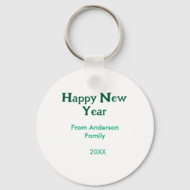 Llavero Happy new year green add family name year simple 