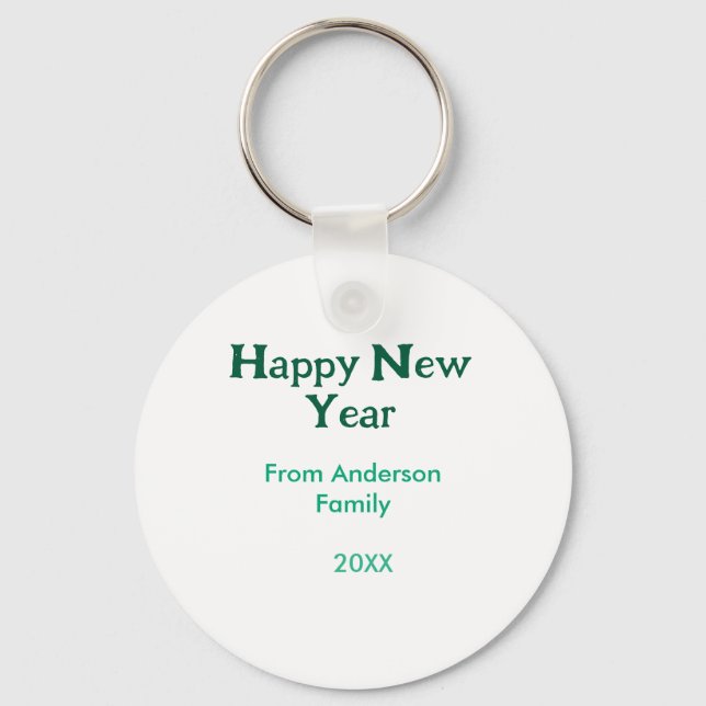 Llavero Happy new year green add family name year simple  (Anverso)