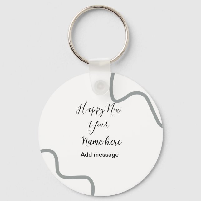 Llavero Happy new year name message gray simple holiday  (Anverso)