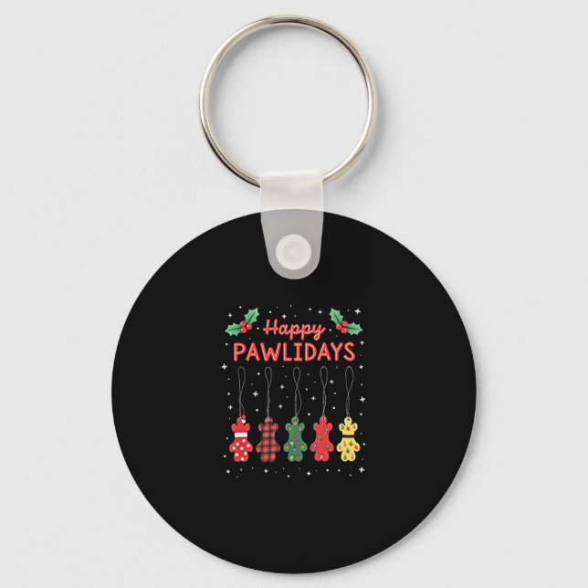 Llavero Happy Pawlidays Funny Christmas Dog Paw Xmas Dogs  (Anverso)