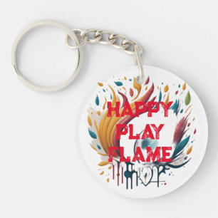 Llavero Happy Play Flame Design para un aspecto audaz