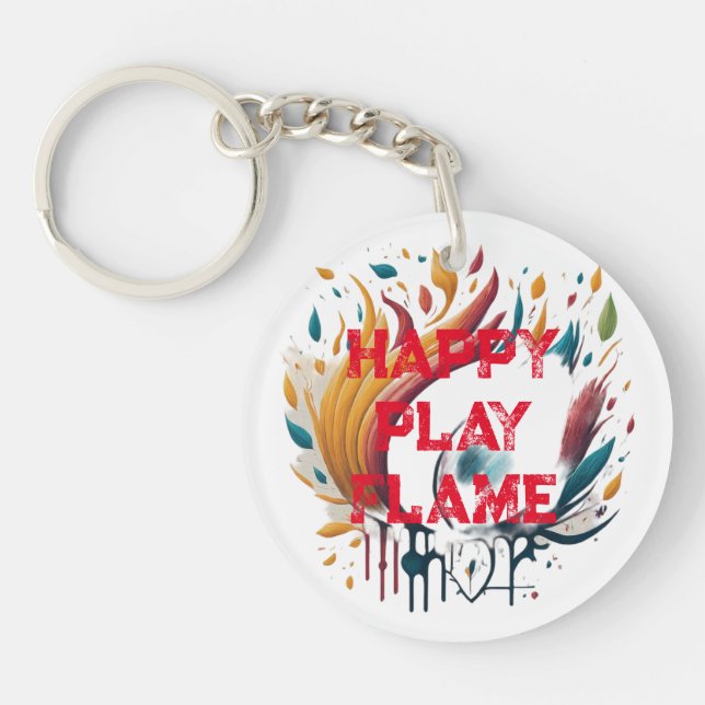 Llavero Happy Play Flame Design para un aspecto audaz (Frente)