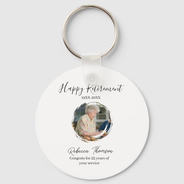Llavero Happy retirement year name circle photo retired (Anverso)