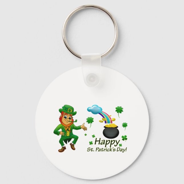 Llavero Happy Saint Patrick's Day Leprechaun Rainbow  (Anverso)