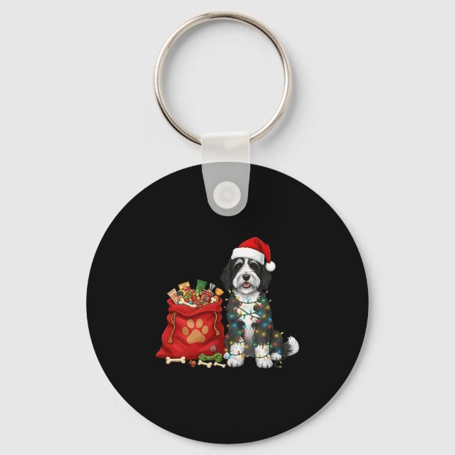 Llavero Happy Sheepadoodle Christmas Lights Dog Mom Sheepa (Anverso)