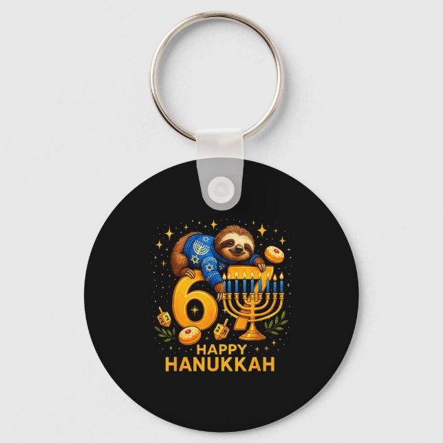 Llavero Happy Six Seven Hanukkah Funny Meme Menorah Sloth  (Anverso)