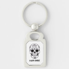 Llavero Happy Smile Skull – Floral Skull Art Keychain